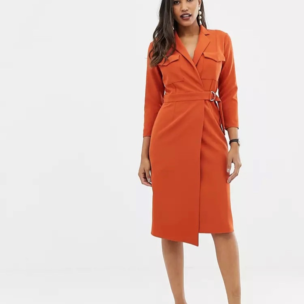ASOS Burnt Orange Utility Wrap Dress